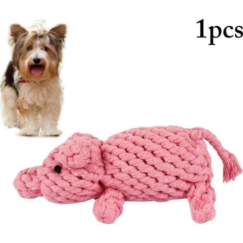 Cartoon Pig Cotton Rope Pets Dog Toys Molar Bite-Resistant Chew Toy Squeeze Squeaky Sound Funny Interactive Toys Dogs Supplies