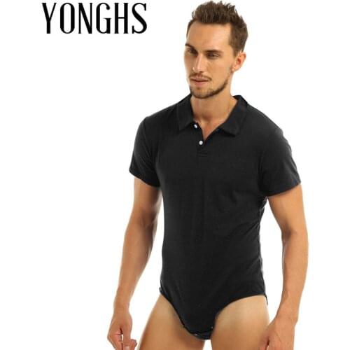 Mens Erotic Lingerie Diaper Lovers Romper Pajamas Short Sleeve Turn-down Collar Press Button Crotch Hot Cosplayer Shirt Bodysuit