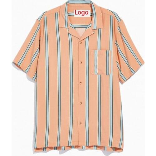 Custom Logo New Summer Mens Vertical Stripe T-Shirt Cotton Casual Short Sleeve Fashion Shirt