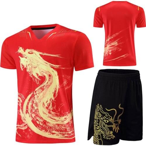 Latest Chinese Dragon Table Tennis Jerseys Kit Men Women Children China Ping Pong Suits Table Tennis Sets Sport Shirt Clothes