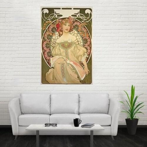 Nice New Alphonse Mucha 01 Poster Custom Canvas Poster Art Home Decoration Cloth Fabric Wall Poster Print Silk Fabric Print