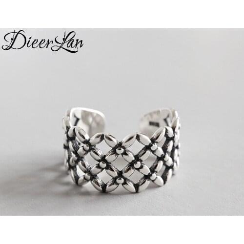 DIEERLAN Real Silver Color Hollow Rings For Women Statement Jewelry Finger Rings Anillos Mujer Bijoux