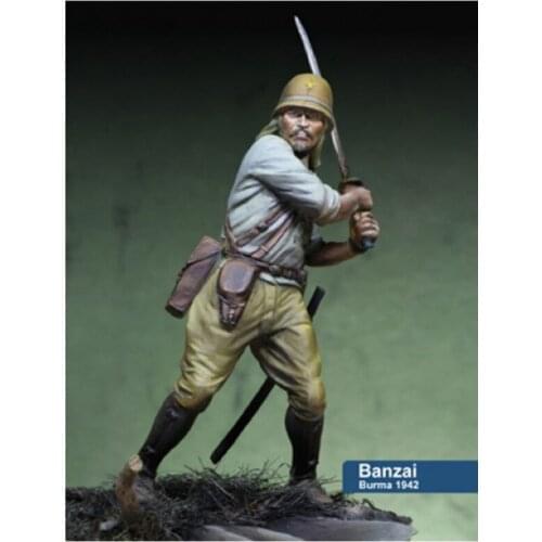 New Unassembled 1/24 75mm soldier Banzai Burma officer 1942 year 75mm Resin Kit DIY Toys Unpainted resin model