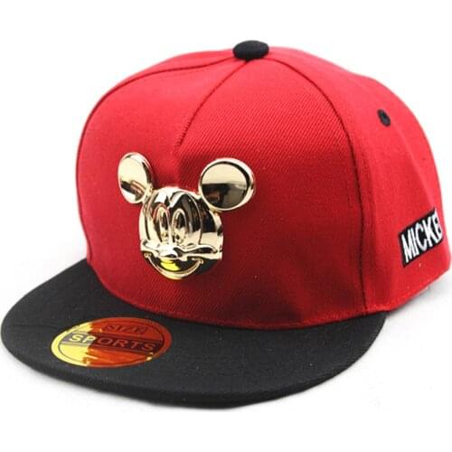 3-8Y New Mickey Cartoon Kids Hat Boys Girls Baseball Caps Cute Net Baseball Hat Cartoon Hat Sun Shading Red Cap black Hat