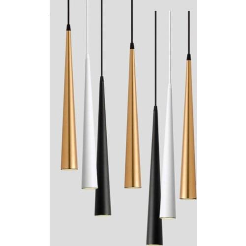 Pendant Lights Cone Long Tube Led Hanging Lamp Kitchen Lighting Fixtures 12W Anti-glare Dimmable Ceiling Spot Lighting