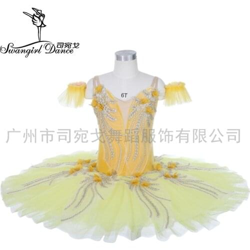 Professional fancy design Kids girls performance yellow gold ballet tutu for child woman JY025