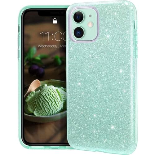 Sparkly Glitter Luxury Case For iPhone 11 Pro Max 12 Mini iPhone11 SE 2020 7 8 Silicone Phone Cover Green Women Brand Accessory