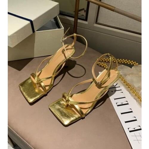 Gladiator Sandals High Heels Shoes Fall Best Street Look Females Square Head Open Toe Clip-On Strappy Sandals Designer Sandals