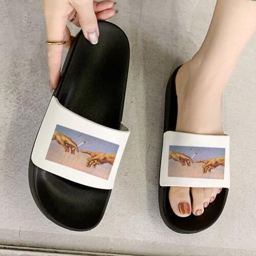 2021 Sandals Women Summer Home Beach Slippers Funny Print Pattern Bathroom Indoor Shoes Breathable Flip Flops Non-slip Sandalias