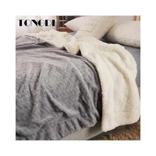 TONGDI Woolen Raschel Blanket Soft Double Plush Thickened Heavy Warm Elegant Fleece Luxury For Cover Sofa Bed Bedspread Winter