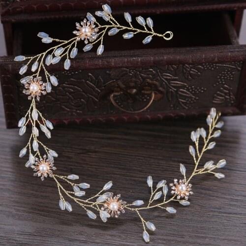 Wedding Headband For Brides Opal Crystal Headdress Women Flower Hair Accessories Wedding Dress Hair Jewelry