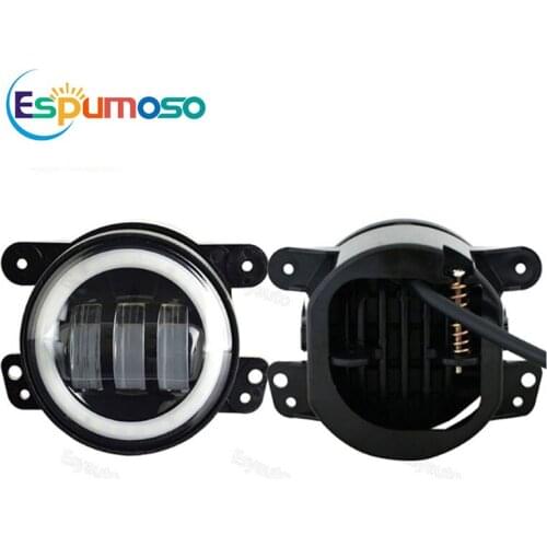 2PCS 4inch 30W Led Fog Light Angel EyeHalo Ring Driving Lamp Turn Signal Front Bumper Jeep Wrangler Dodge Chrys