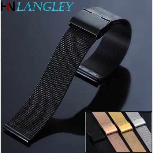 Universal Milanese Loop Watch band 12 14 16 18 20mm 22mm 24mm Stainless Steel Strap Band Replacement Bracelet for Smart Watch