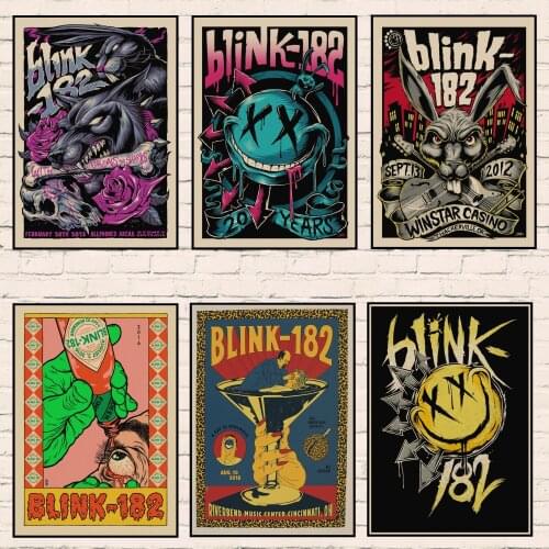 Vintage Poster The Blink 182 rock band Kraft retro punk rock poster European and American music team star drawing retro poster 1