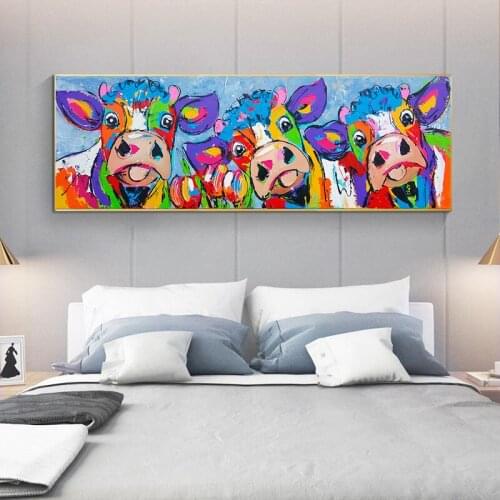 Funny Watercolored Animal Cow Canvas Paintings Scandinavian Wall Art Picture Modern Poster and Prints For Living Room Home Decor