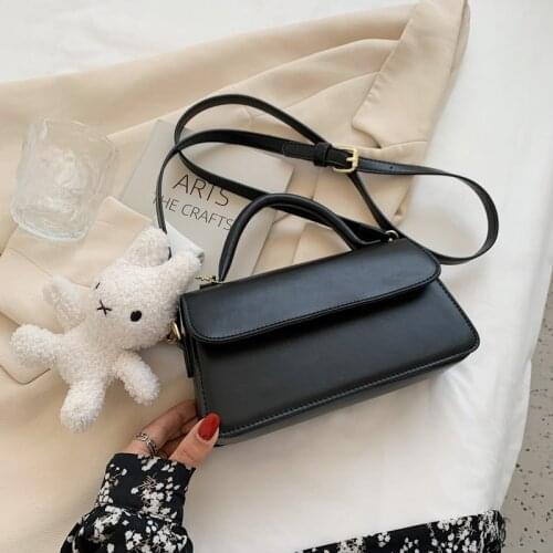 Ladies portable small square bag fashion messenger bag solid color PU ladies bag casual small bag texture shoulder bag