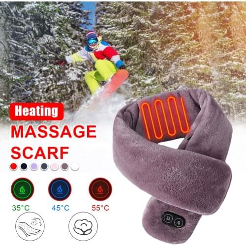 2021 New USB Heated Winter Scarf Men and Women Shawl Foreign Trade Smart Heating Solid Color Vibration Massage Scarf Waterproof