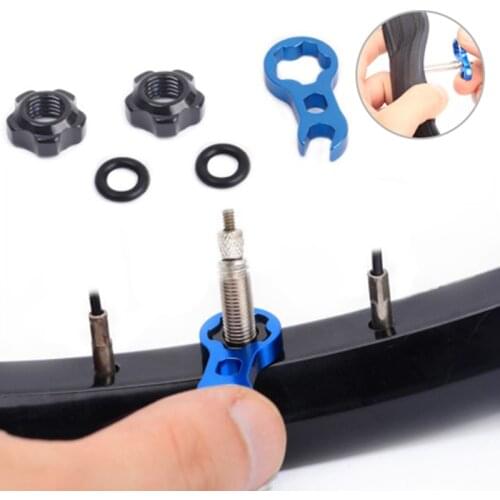 1 Set Mountain Bike Presta Valve Nut With Install Wrench MTB Road Bicycle Tubeless Tire Valve Cap Vacuum Tire Nozzle Lock