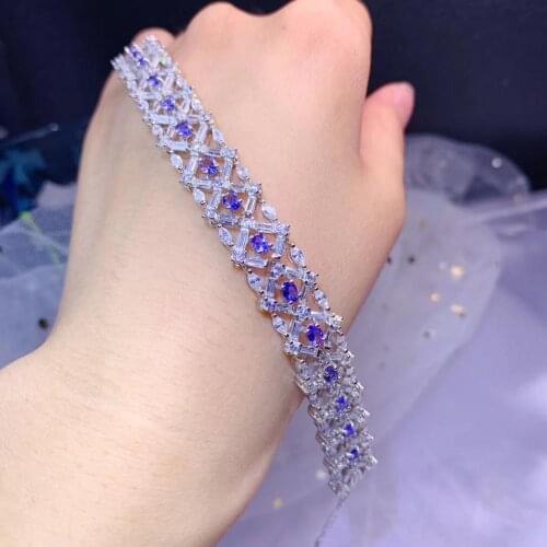 100% Real and Natural Tanzanite bangle Free shipping Natural real TanzaniteBracelet For men or women 925 sterling silver bangle