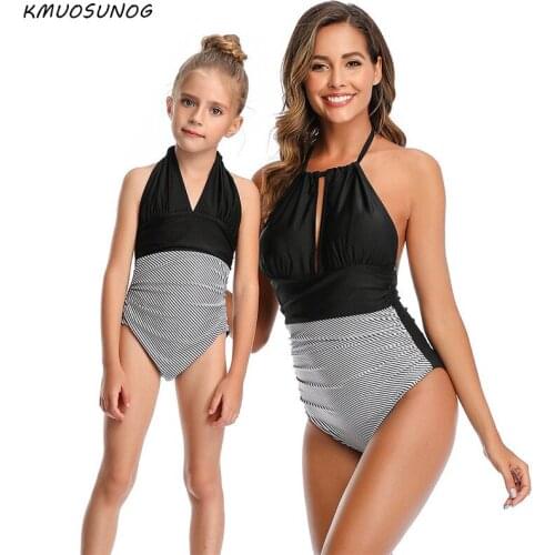 2020 Summer Mother and Daughter Swimwear One Piece Set Bikini Family Matching Outfits Women Kids Baby Girls Swimsuits C0713