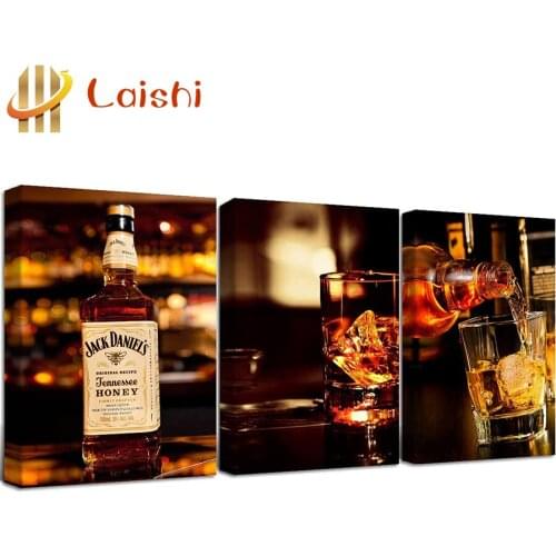 3pcs DIY Pub decoration, whiskey, champagne Diamond painting circle full character mosaic cross stitch mosaic home decoration