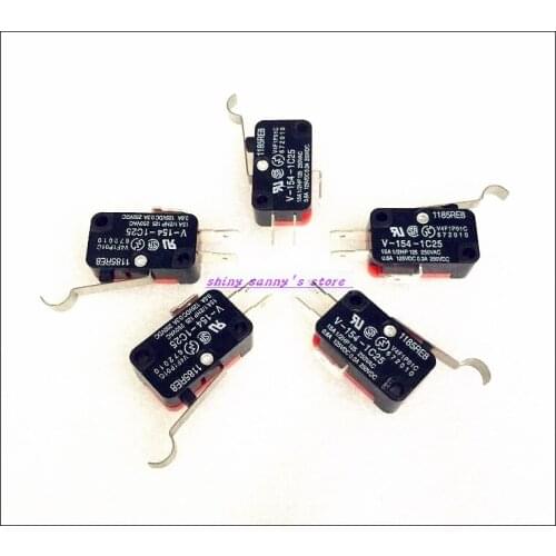 5pcs/Lot V-154-1C25 Micro Limit Switch R Hooked Lever Arm 15A 250VAC SPDT NO NC Snap Action Brand New