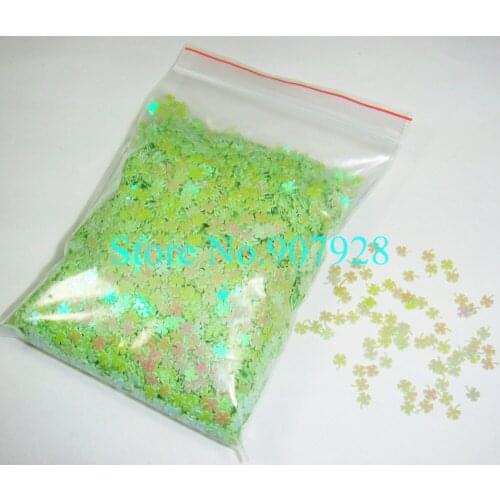 50g/bag x Light Green Lucky Four Leaf Clover Glitter Nail Art Paillette Spangles Shape-Free Shipping