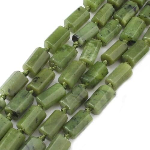 6X10mm Green Canada Jade Cylinder Loose Natural Stone Beads For Jewelry Making DIY Charm Bracelet Necklace 7.5 inch New Arrival