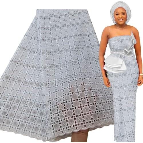 Bestway Latest Swiss Voile Lace Fabric 5 Yards Million Stones 100% Cotton High Quality African Dry Lace Material Gown Aso Ebi