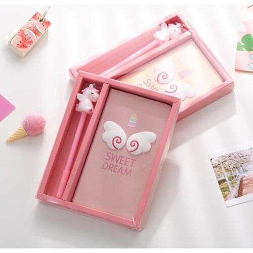 Cute Pink Unicorn Notebook Hand Book Creative Girl Heart Blank Page Book Pen Diary Planner Stationery School Supplies Gift Tools