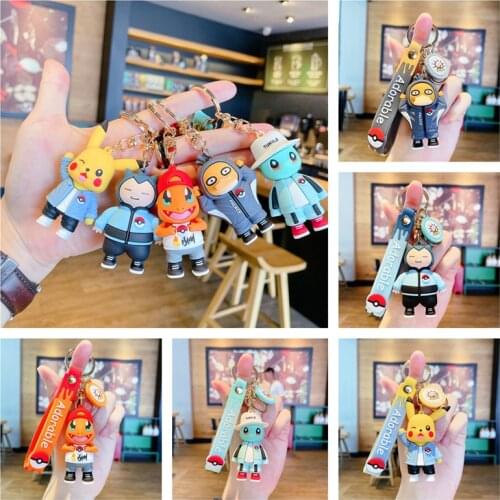 Pokemon Pikachu Keychain Psyduck Squirtle Cartoon Anime Couple Car Key Chain Cute Creative Bag Pendant Pendant Small Gift