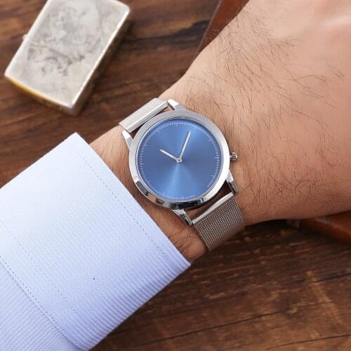 Brand Womens Watches Simplicity Luxury Watch 2-pin Round Calendar Stainless Steel Strap Fashion Mens Clock Watch for men Sale