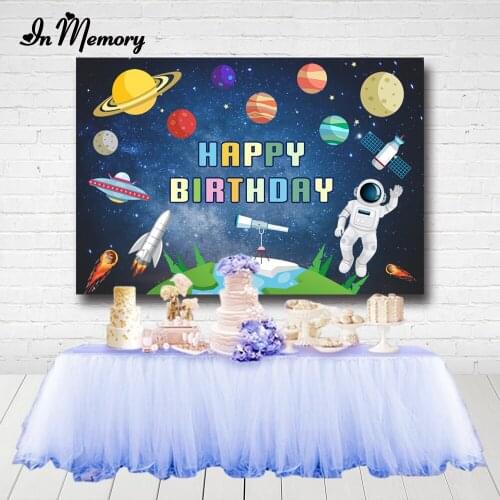 Custom Starry Sky Astronaut Space Party Photography Backgrounds For Photo Studio Boys Birthday Party Backdrops Photocall