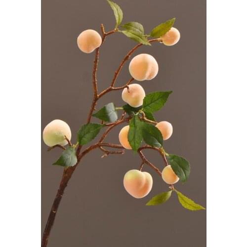 Ornaments Simulation Flower Artificial Peaches For Balconies High-grade Fruit Counterfeit Plants 4 Head Settlements Decorations