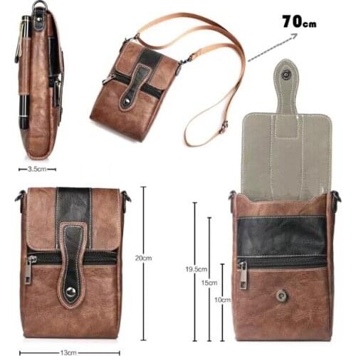 Holster Man Shoulder Belt Clip Mobile Phone Leather Case For HTC Desire 12 Plus/12+,Asus Zenfone Max Pro (M1) ZB601KL,Meizu E3