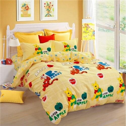 Disney Winnie The Pooh and Tigger Pattern Bedding Set Yellow Duvet Quilt Cover Pillowcase Bedroom Decor for Boys and Girls