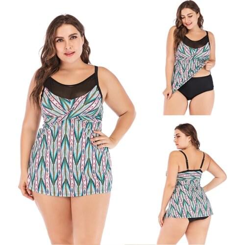 Plus Size Beach Mesh Two Pieces Swimwear 2020 Women Swimsuit Push Up Tankini Bathing Suits Swimming Suit For Beach Wear S-5XL