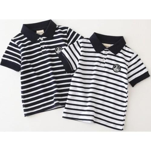 Summer Kids Polo Shirts Short Sleeve Striped Gentleman Children Tee Tops Baby Boys Girls Cotton Turn-down Collar Polo Shirts