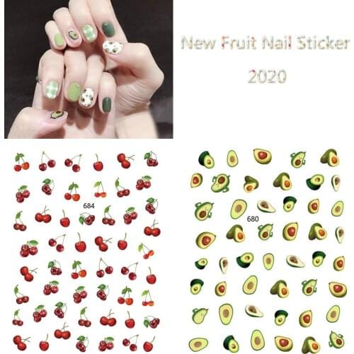 Summer Fruit Nail Decals Fruit Cherry Avocado Watermelon Pineapple Strawberry Designs Nail Stickers Slider Decoration Manicures