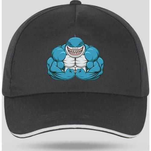 Hot sale Fashion Bodybuilding cap Men women Muscle Sharks Baseball cap Cartoon Dad hat Adjustable Sports Velcro