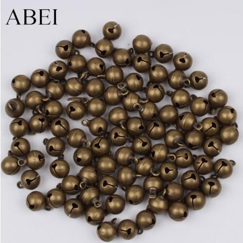 50pcs 10mm Copper Round Bells Handmade Crafts Pendant Xmas Gingle Bell Loose Beads Quality bell Supplier