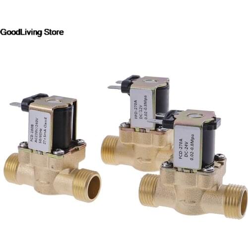 1PC DC 12V 24V AC 220V G1/2'' Brass Electric Solenoid Valve For Solar Water Heater