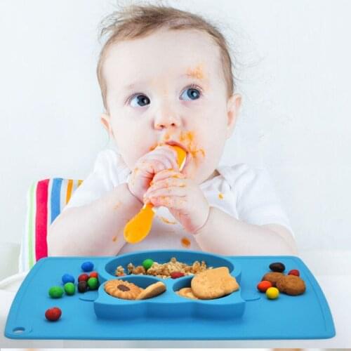 Baby Feed Bowls Plate Tableware Children Container Placemat Dishes Assiette Enfant Infant Feeding Cup Child Silicone Kids Plate