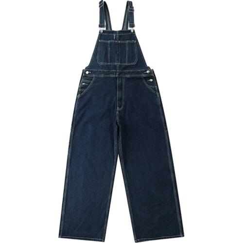 Fashion Loose Men Bib Pants Solid Color Jumpsuits Joggers Streetwear Casual Multi Pockets Suspenders Cargo Overalls Men Romper