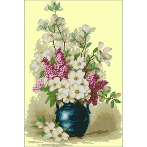 Lilac vase patterns Counted Cross Stitch 11CT 14CT 18CT DIY Chinese Cross Stitch Kits Embroidery Needlework Sets