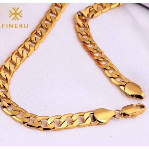 FINE4U N849 Stainless Steel Italian 4/6mm Wide Diamond-Cut Cuban Link Curb Chain Necklace for Women Men