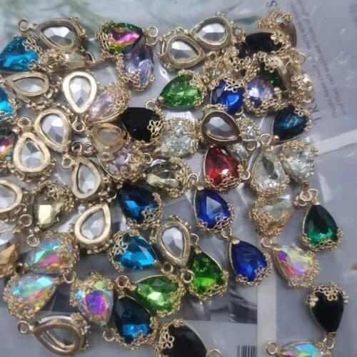 New 4Pcs 10x14mm 13x18mm Glass Tear Drop Shape Charms Pendants Jewelry Making Supplies Diy Accessories Beads