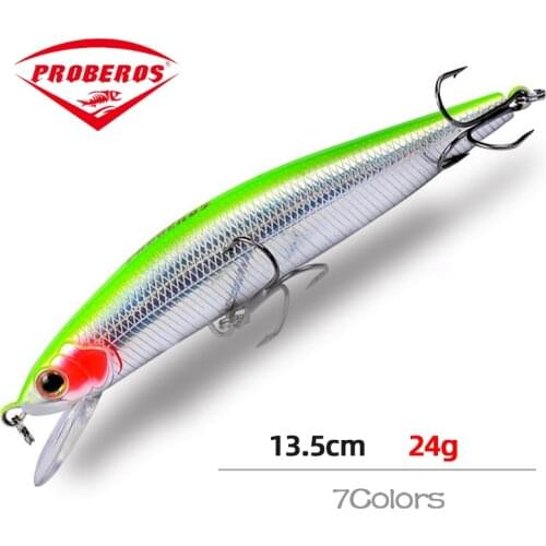 PRO BEROS Saltwater Minnow Fishing Lure 135mm 24g 3D Eyes Crankbait wobbler Artificial Plastic Hard Bait Fishing Tackle