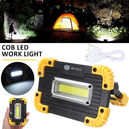 Durable 1pc New COB LED Work Light USB Rechargeable Camping Floodlight Emergency Lamp 5W For Outdoor Activities