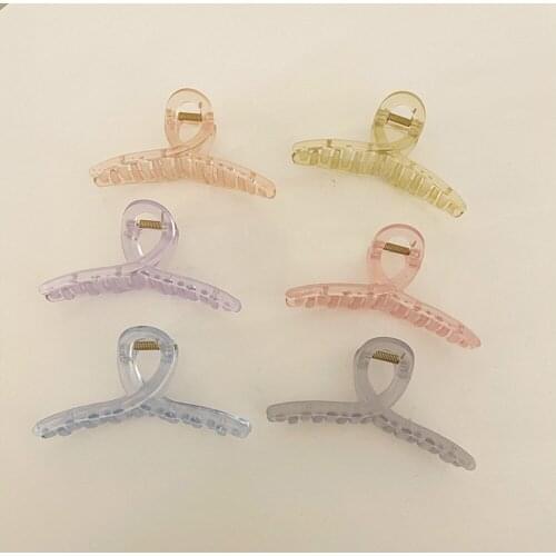 Transparent Crabs Hair Clips Korean Simple Hollow Cross Hair Claw For Women Girls Candy Color Hair Accessories Bath Clips